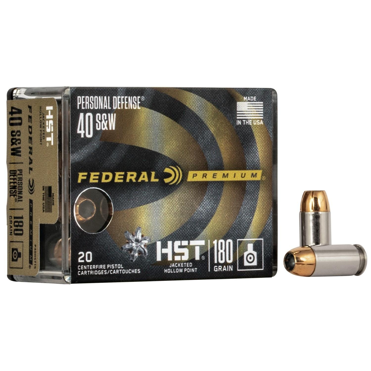 Federal Premium HST .40 S&W 180gr JHP Ammo - 20 Rounds - Federal Premium Ammunition - HST JACKETED HOLLOW POINT
