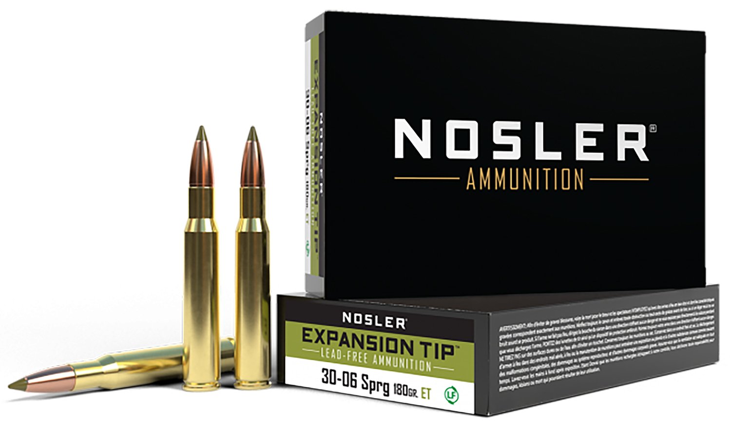 Nosler 40037 E-Tip Lead-Free 30-06 SPRG, 180gr, Brass Cased Rifle Ammo, 20 Rounds, USA Origin - Nosler - E-TIP LEAD-FREE