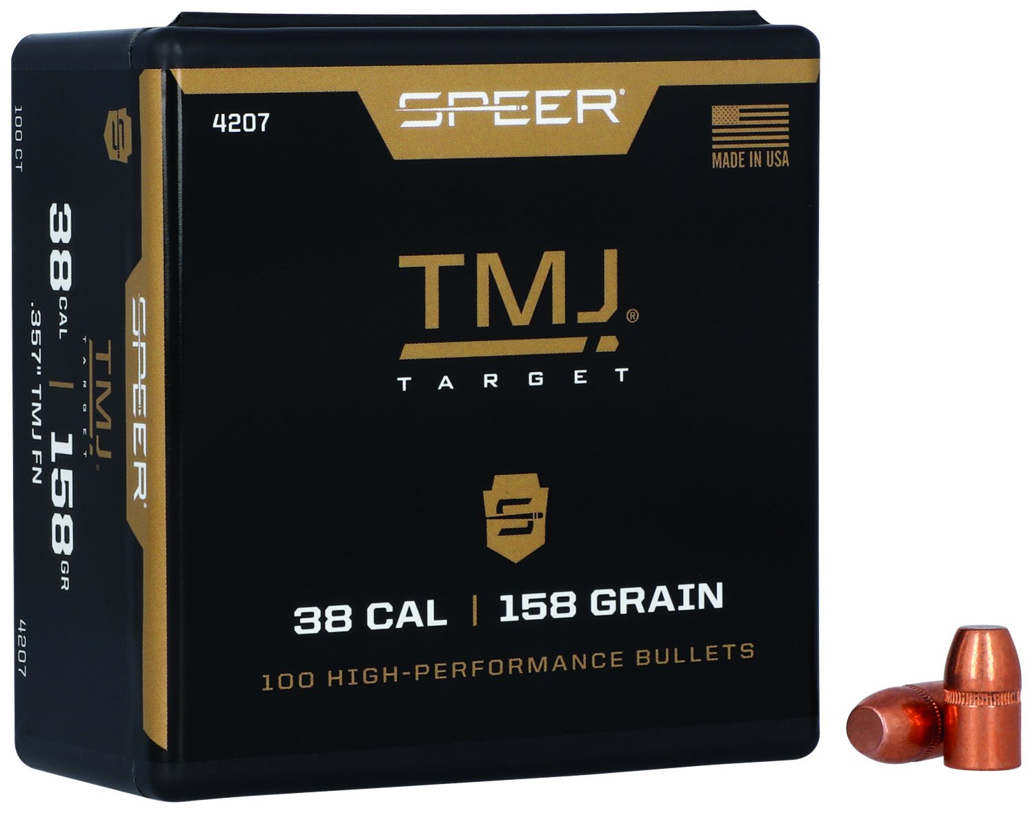 Speer 4207 TMJ 38Cal 158gr Total Metal Jacket 100/Box - Speer - 38/357 Caliber