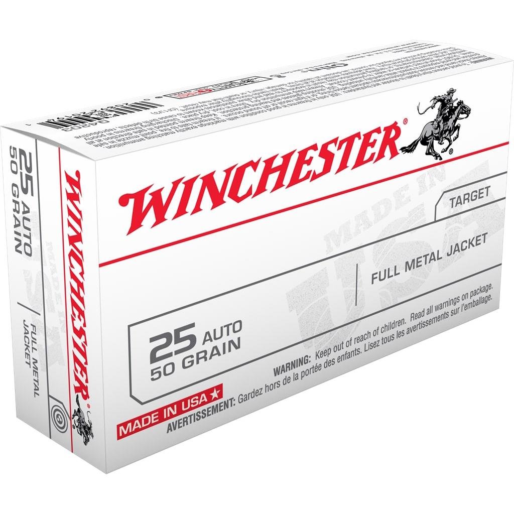 Winchester Q4203 25 ACP 50 gr Full Metal Jacket 50 Rounds per Box - Winchester - FULL METAL JACKET