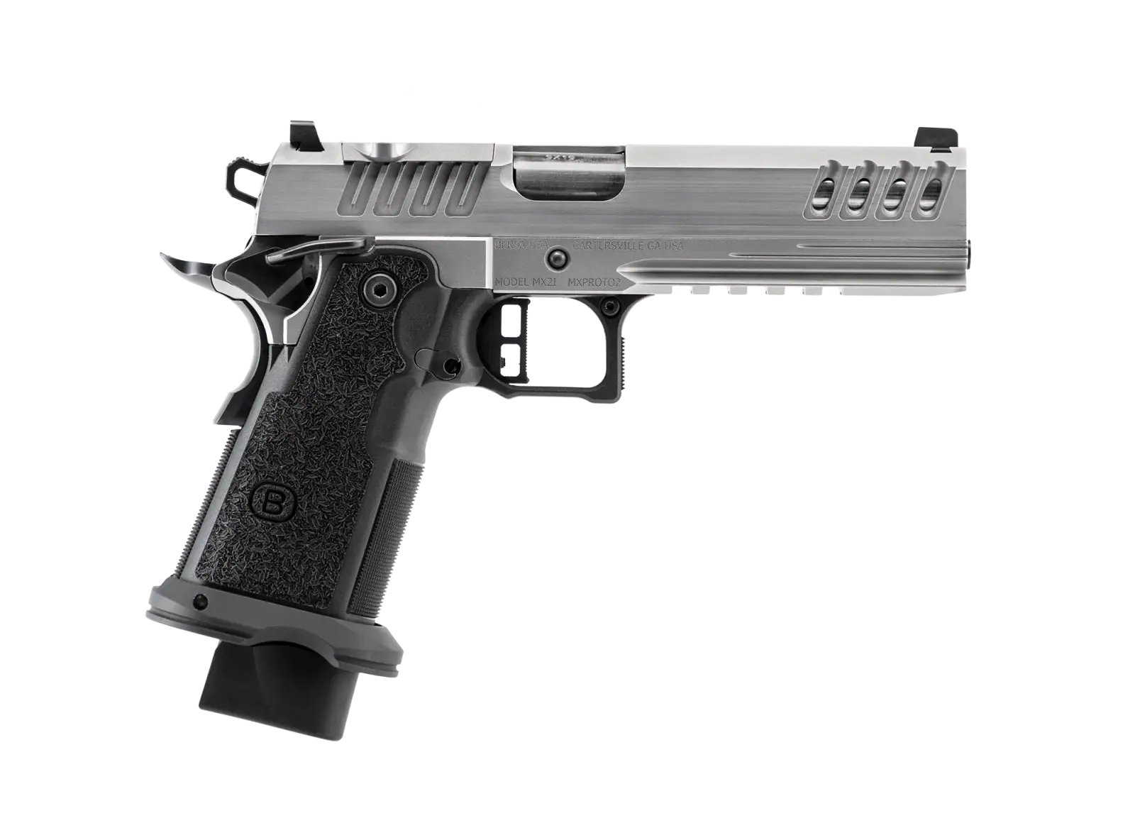 Bersa M2XIO5SSFN M2XI 9mm 5" 17+1/22+1 Brushed Stainless Pistol