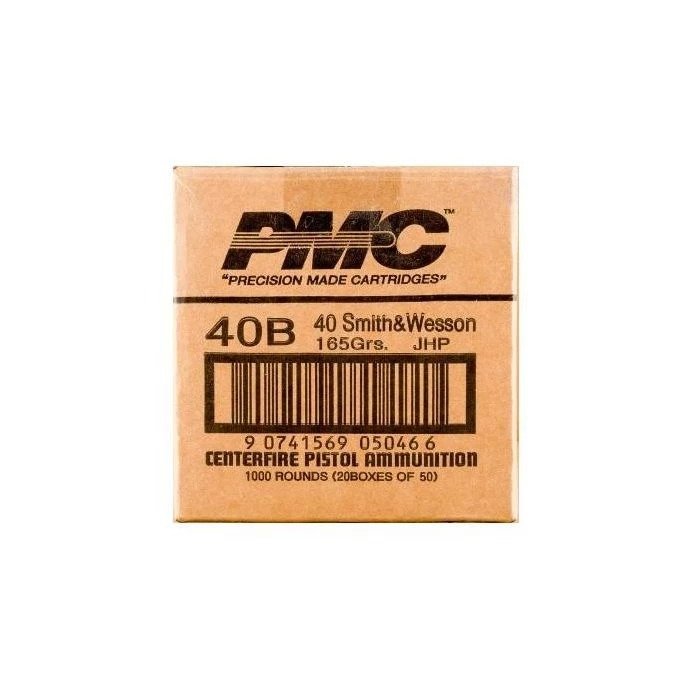 PMC 40B .40 S&W Ammo 165 Grain JHP 1000rd Case