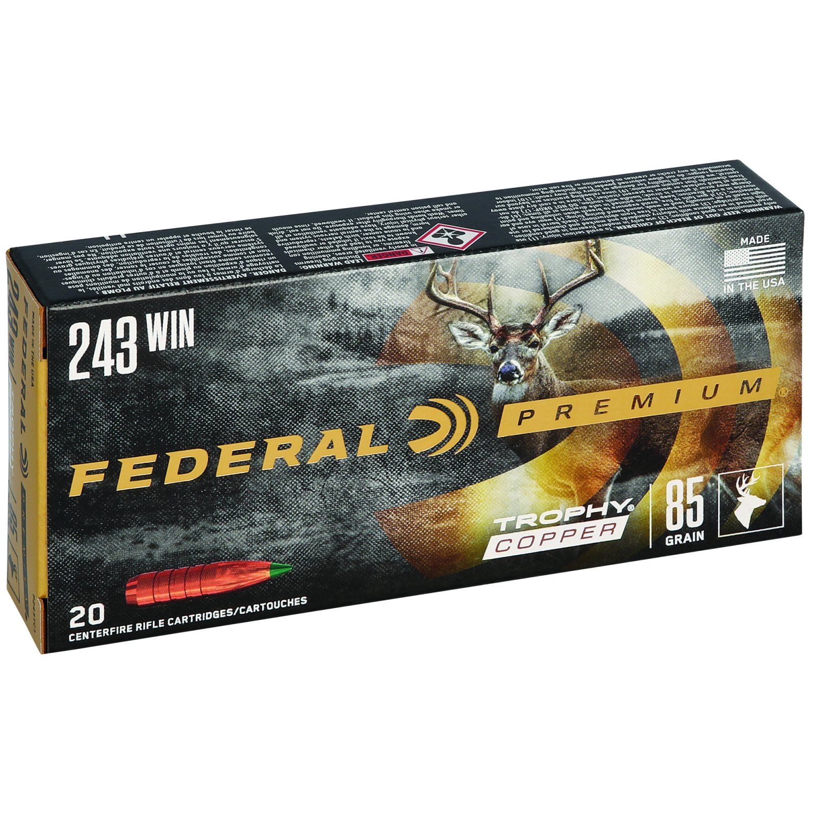Buy Federal P243TC1 Premium 243Win 85gr Trophy Copper 20 Per Box/10 Case online