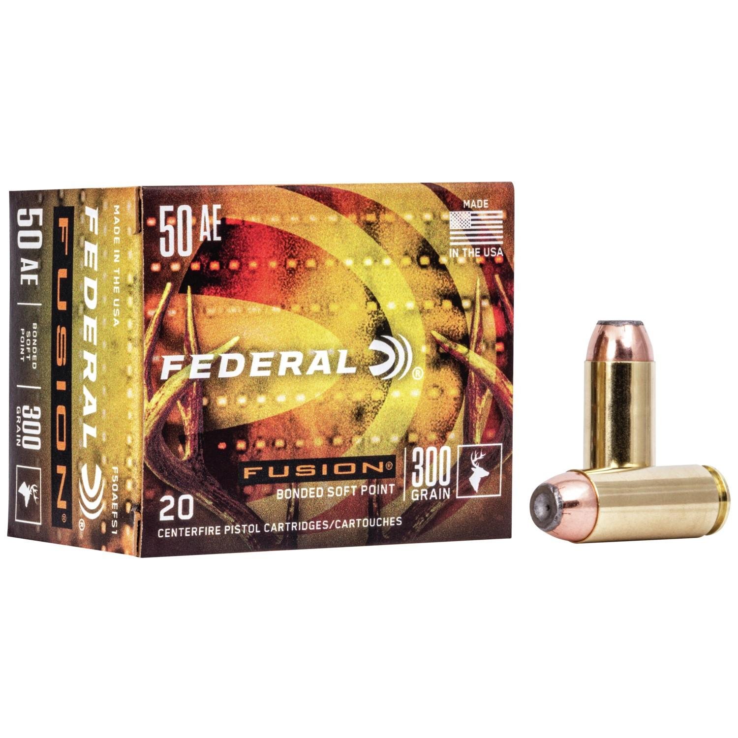 Federal F50AEFS1 50 AE 300 Grain Fusion Soft Point 20 Rounds Per Box