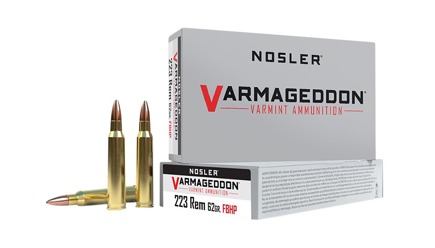 Nosler 40223 Varmageddon Varmint 223 Rem 62 gr FBHP Ammo 20 Per Box/ 20 Cs