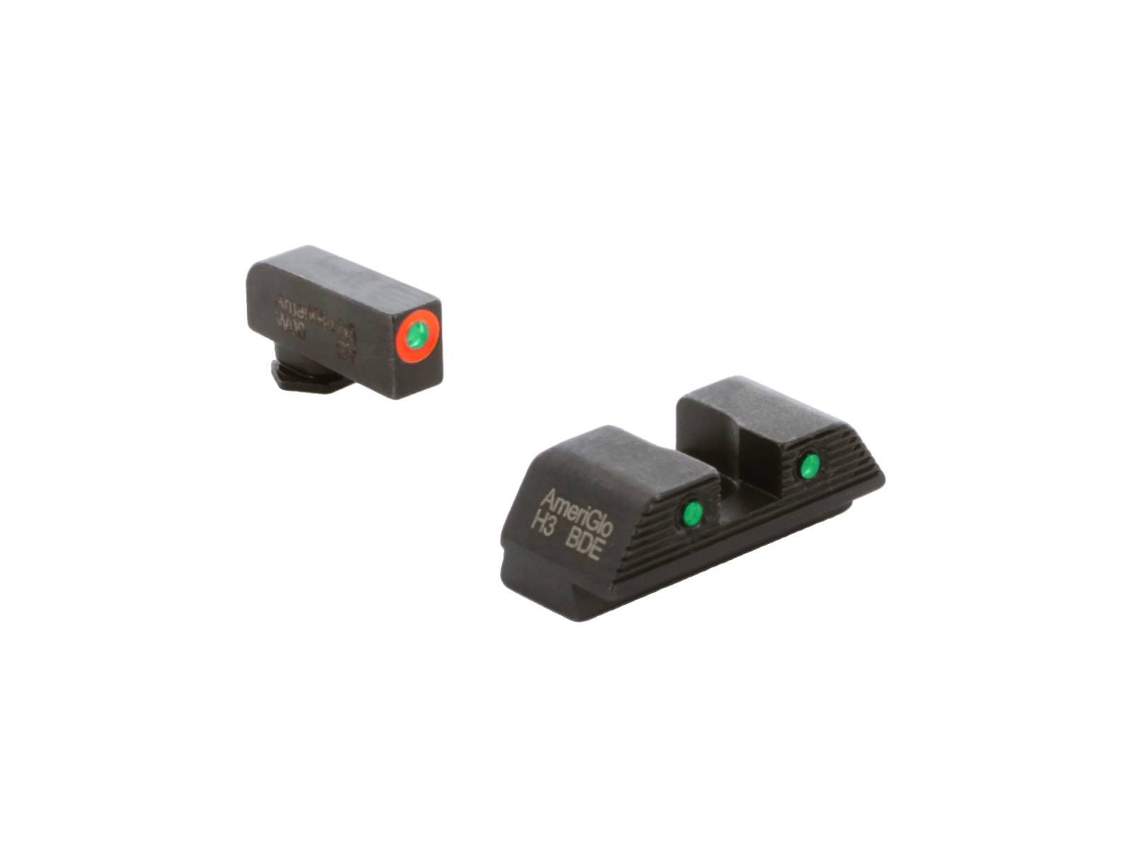 AmeriGlo WA-816 Trooper Night Sight Green/Orange Front Matte Black - AmeriGlo