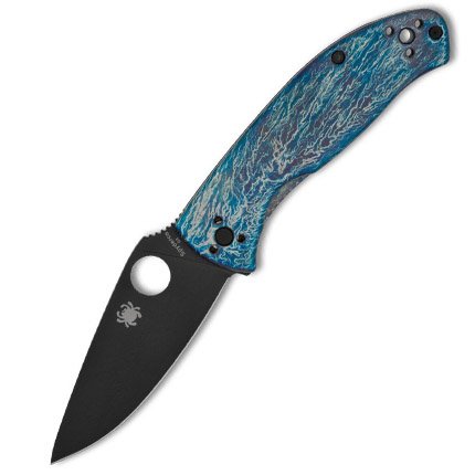 Spyderco C122TIBLBKD2P Tenacious Blue Titanium D2 Knife - Spyderco