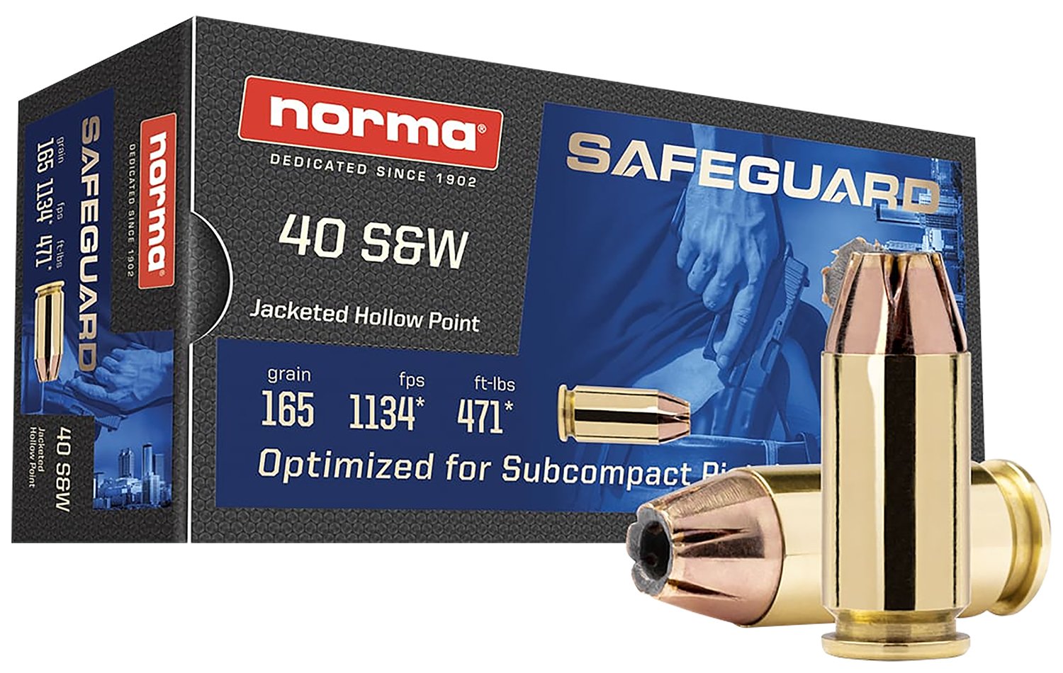 Norma Ammunition 801407887 40 S&W 165 Gr Jacketed - Norma - JACKETED HOLLOW POINT
