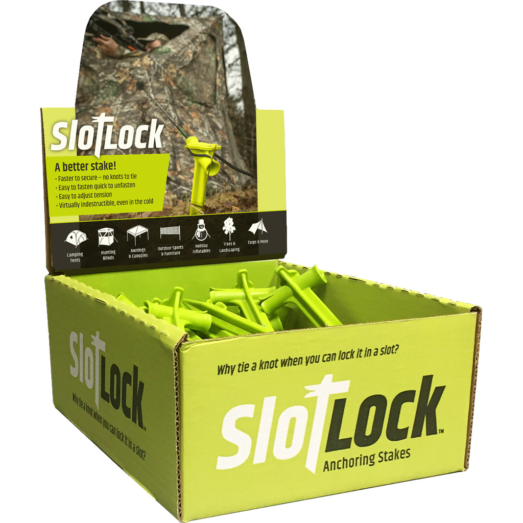SlotLock SL9-24 Anchoring Stakes 24ct, 9" Heavy-Duty, High Visibility Green