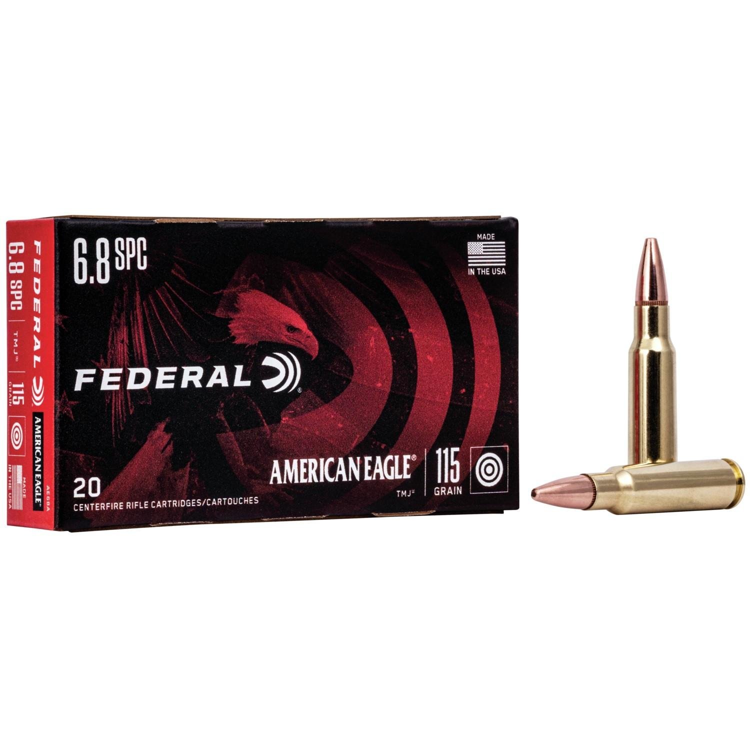 Federal AE68A American Eagle Target 6.8mm Rem SPC 115 gr Full Metal Jacket (FMJ) 20 Per Box/ 10 Cs - Federal Premium Ammunition - TOTAL METAL JACKET