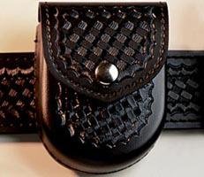 SAFARILAND 90H Black Basketweave Handcuff Case Chrome