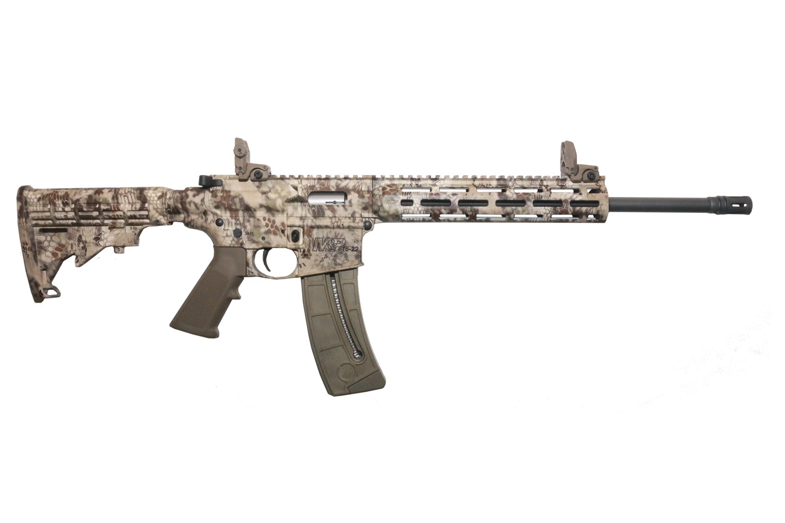 Smith & Wesson 10211 M&P15-22 Sport 22 LR Caliber, 25+1 Capacity, 16.50" Black Barrel, Kryptek Highlander Finish, 6 Position CAR Synthetic Stock - Smith & Wesson - 22 LR