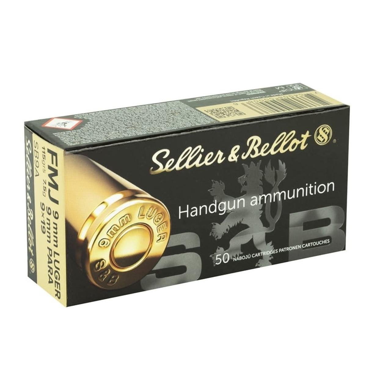 Sellier & Bellot 9mm Luger 115gr FMJ Brass Cased Ammo