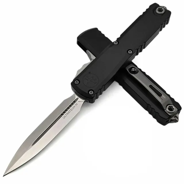 Microtech 11224-10 Ultratech Gen IV D/E 3.55 In Stonewash Black ALU Handle