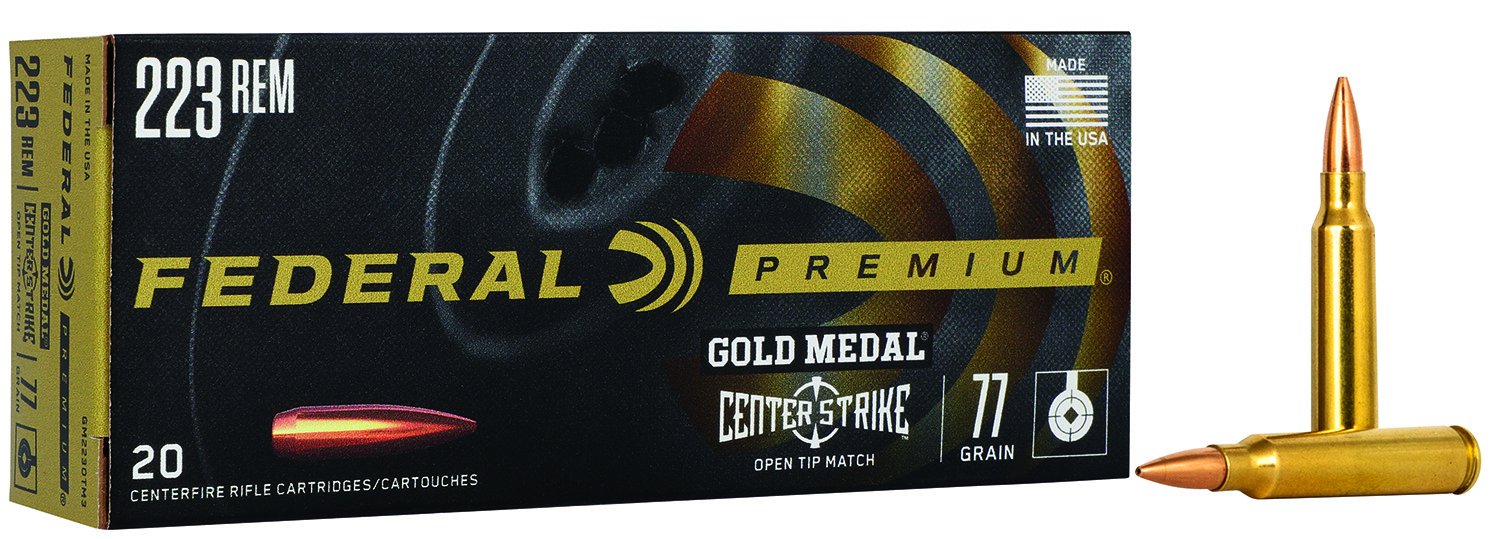 Federal Premium Gold Medal GM223OTM3 - 223 Remington, 77 Grain, 20 Rounds, Jacketed Hollow Point Bullet