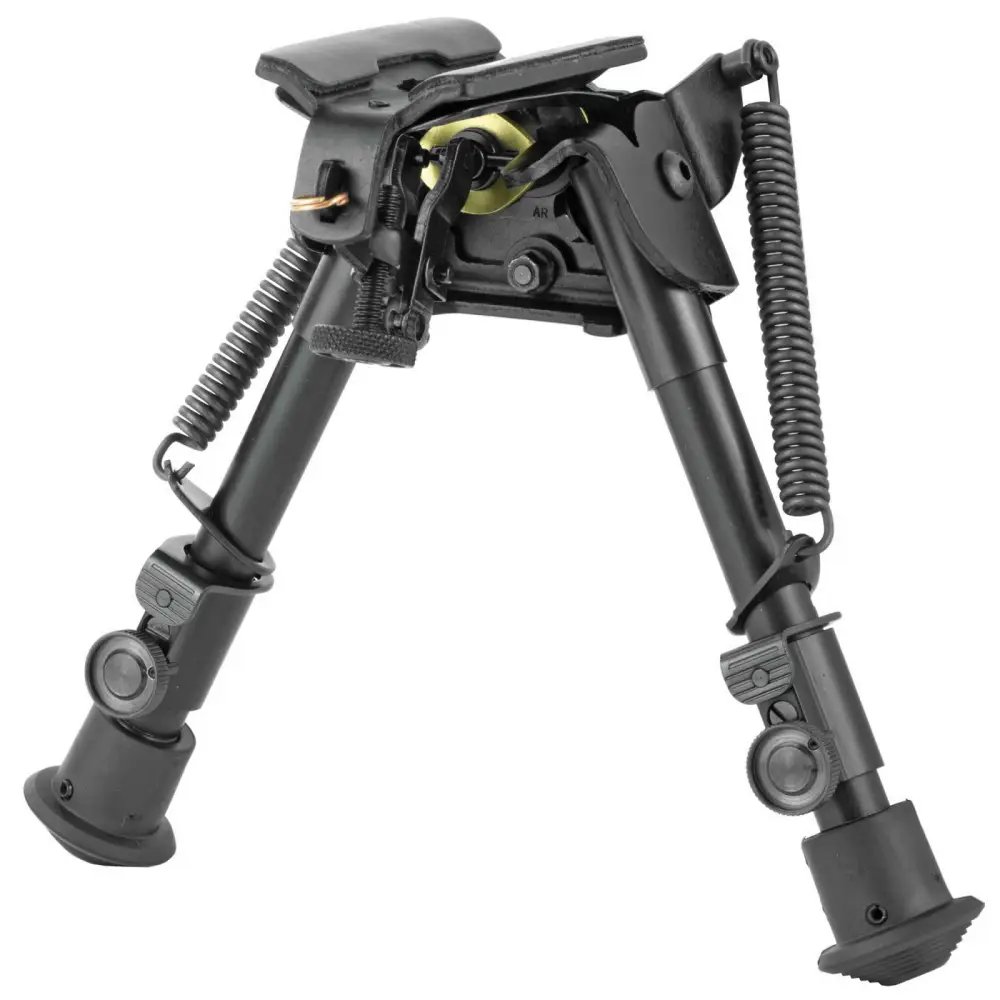 Harris Bipods BRS Swivel BR Stud, 6-9", Black Steel/Aluminum, Rubber Feet