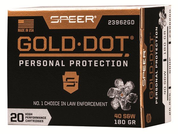 Speer 23962GD Gold Dot 40 S&W 180gr Hollow Point 20 Rounds Box - Speer - HOLLOW POINT