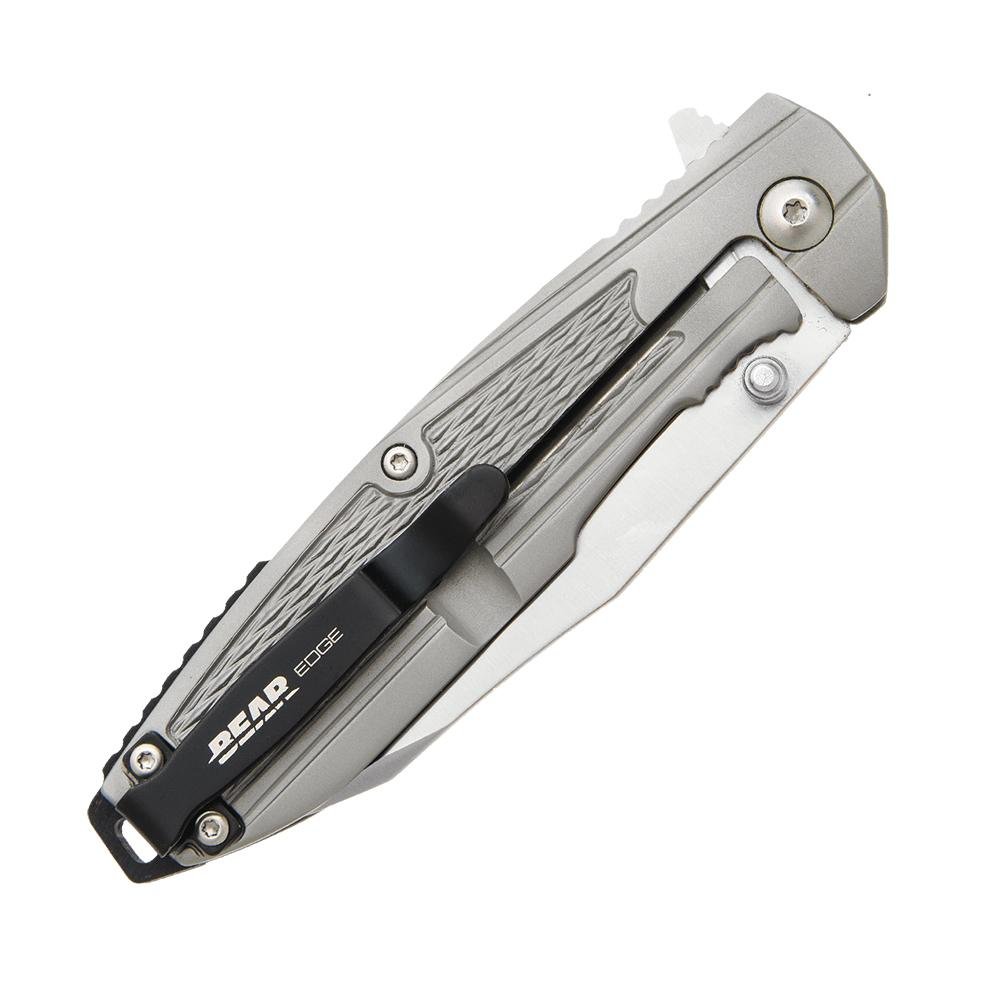 Bear & Son Frame Lock Folding Knife 3-1/4 Reverse Tanto Blade Grey - Bear Archery