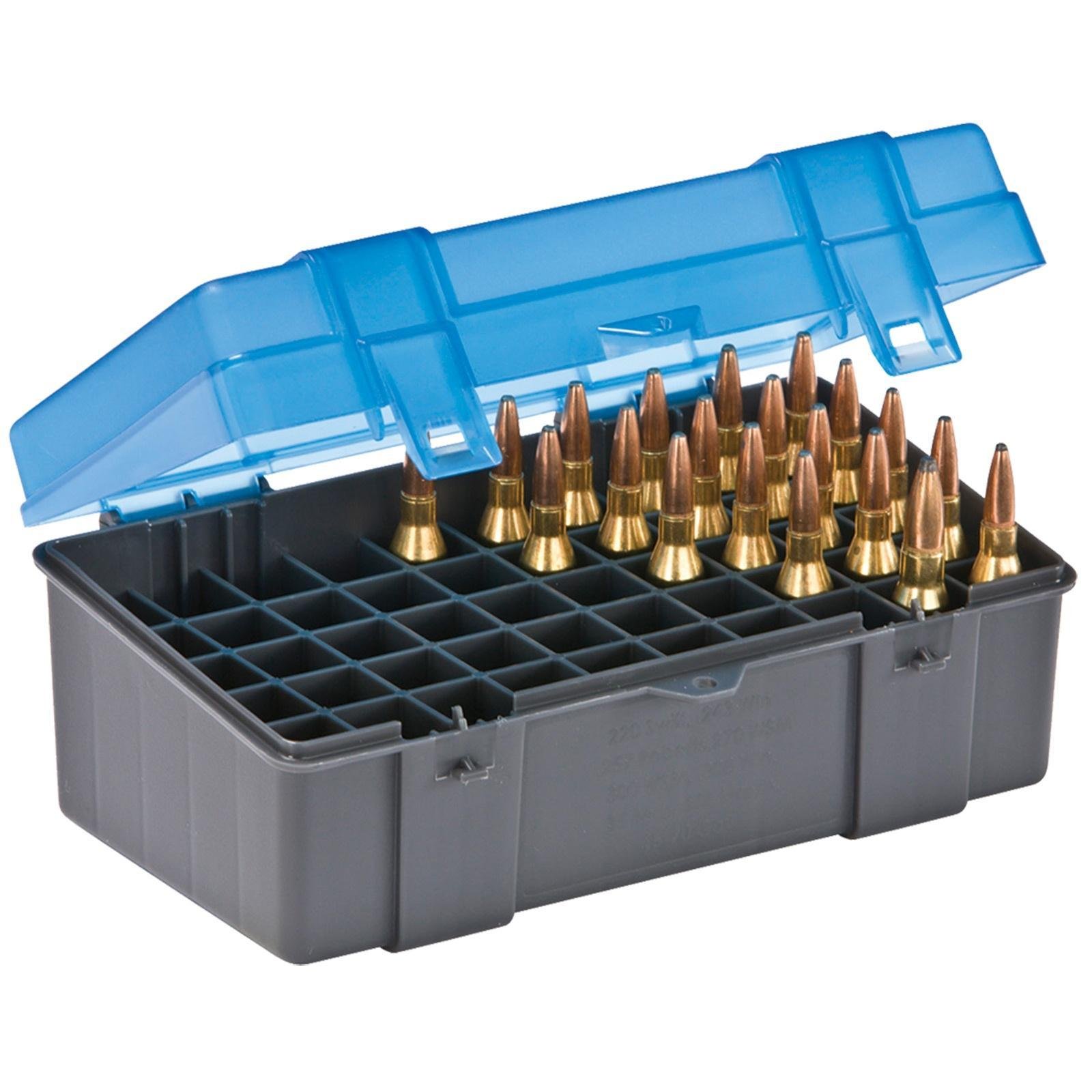 Buy Plano Ammo Box 50 Rounds Medium Rifle Polymer Flip Top Blue online
