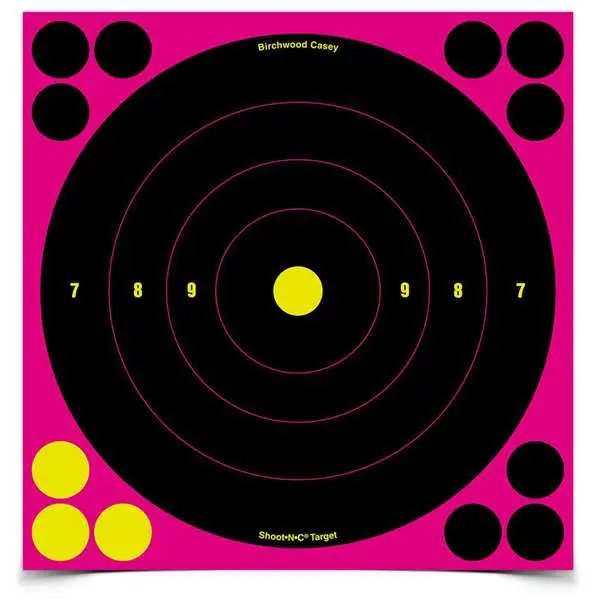 Birchwood Casey BC-34808 8 in Pink Bullseye Target 6 Pack Self-Adhesive - Birchwood Casey - 8"