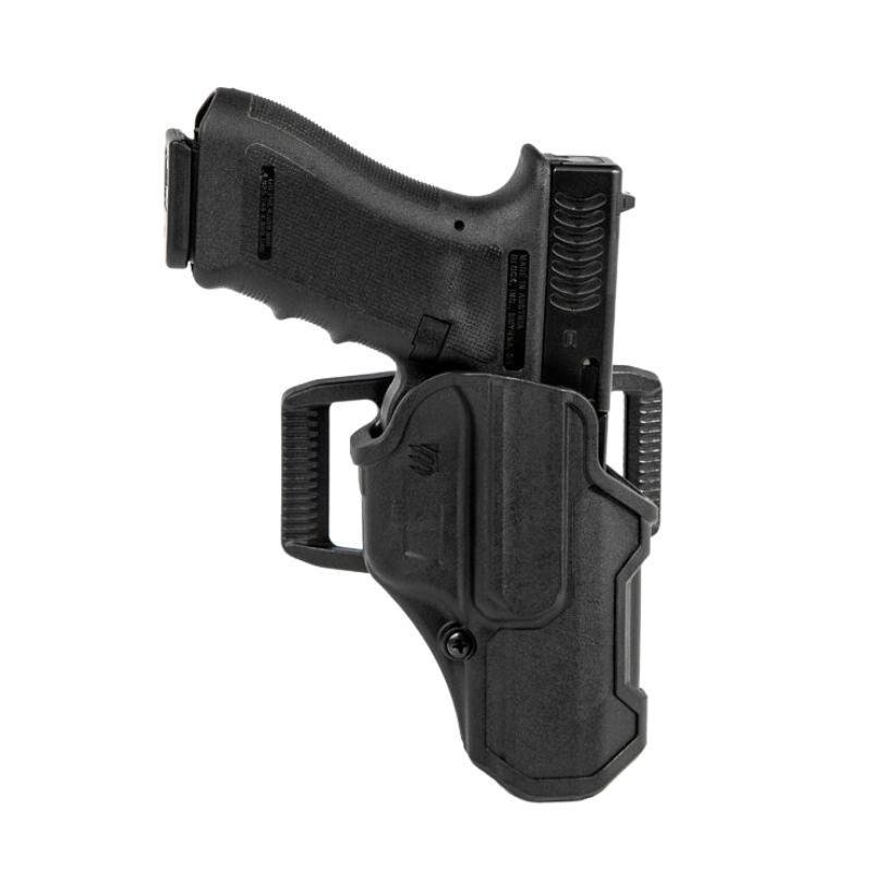 Blackhawk T-Series L2C Right Hand Holster - Matte Black, Smith & Wesson M&P Shield 9 OWB Concealment, Thumb Activated Retention - Blackhawk
