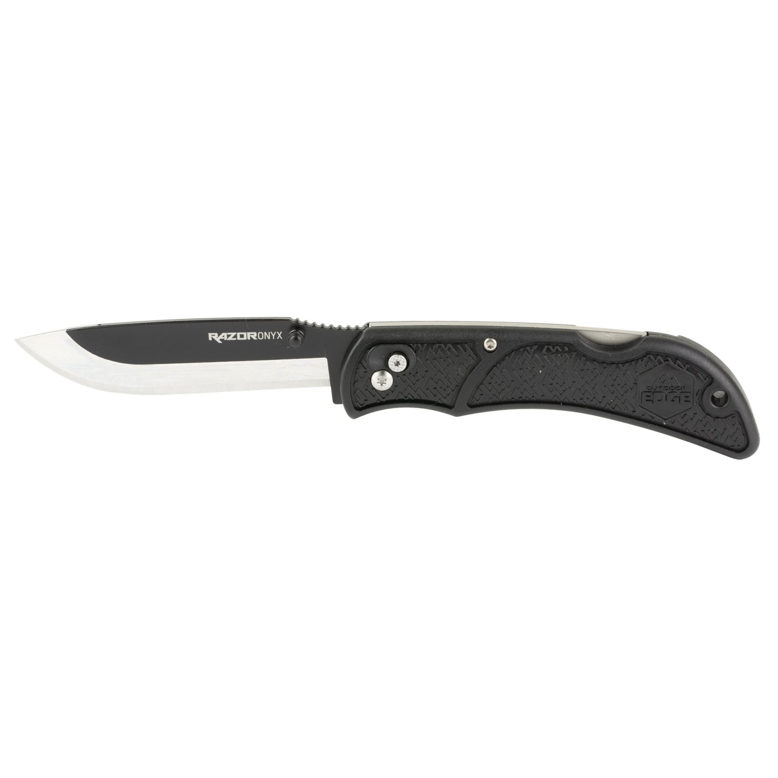 Outdoor Edge OX10C Onyx 3.5" Folding Knife, 3 Blades, Black Grivory Handle