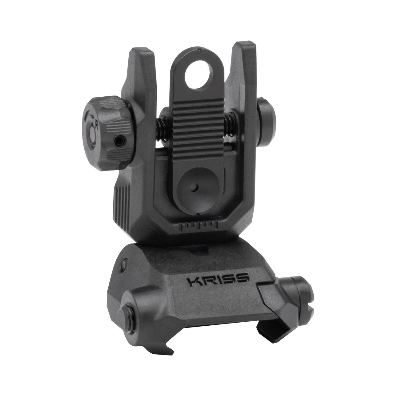 Kriss USA Defiance Low Profile Flip-Up Steel Rear Sight with Dual Apertures and Windage Adjustment - Matte Black Finish - Kriss USA - STEEL