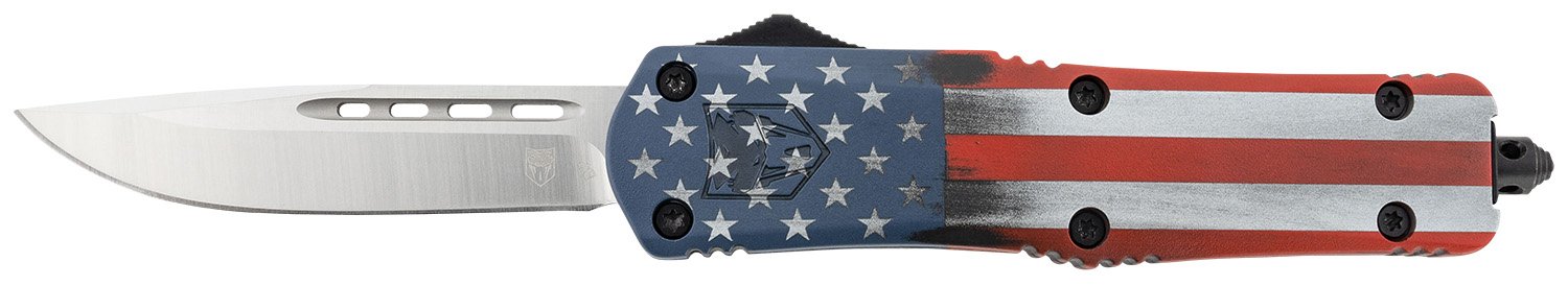 CobraTec MCUSAFS3DNS FS-3 3" D2 Steel OTF Knife US Flag Handle - CobraTec Knives - DROP POINT