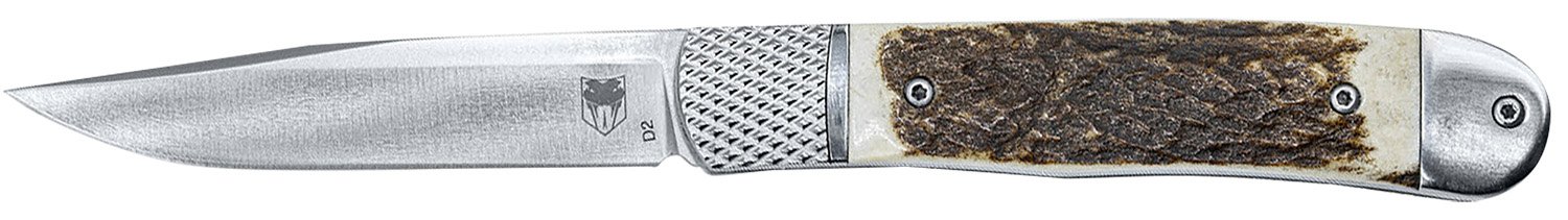 CobraTec CTTHRSTG Trapper 3.12" D2 Steel Blade Stag Handle Knife - CobraTec Knives - DROP POINT