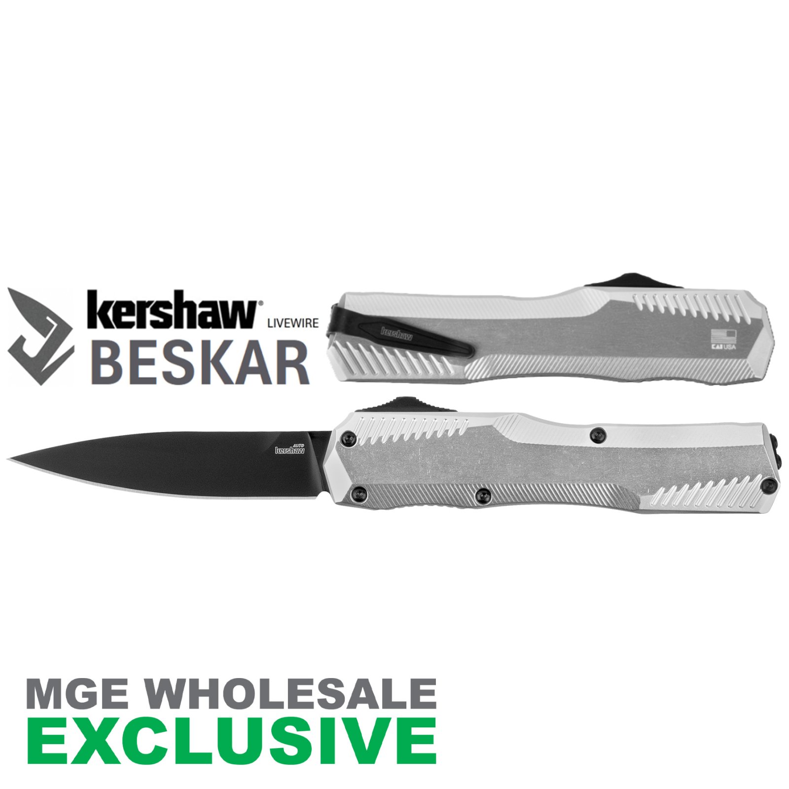 KERSHAW LIVEWIRE BESKAR RAW HANDLE BLACK BLADE MGE Exclusive