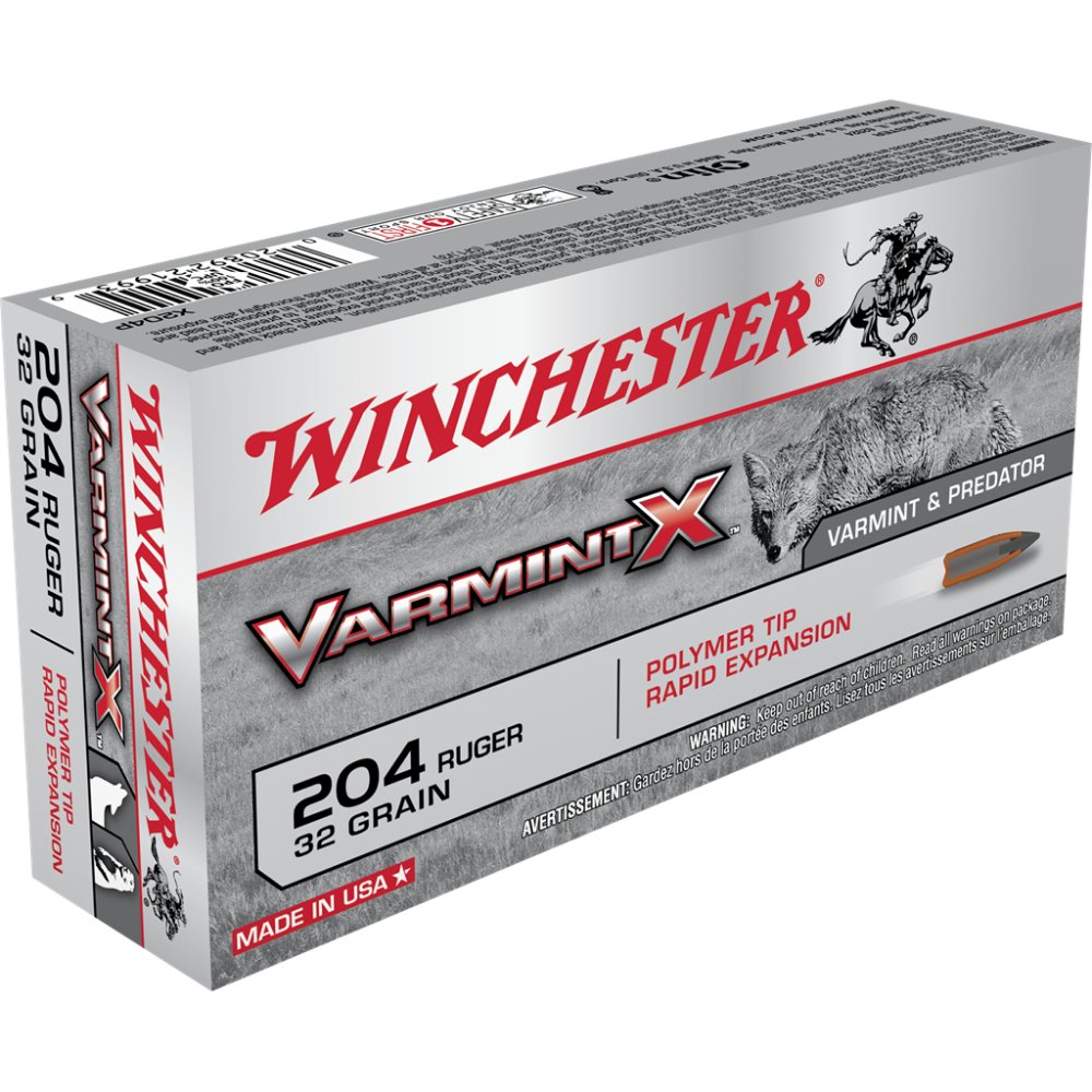 Winchester Ammo X204P Varmint X 204 Ruger 32 gr 4000 fps Polymer Tip Rapid Expansion 20 Bx/10 Cs - Winchester - POLYMER TIP RAPID EXPANSION