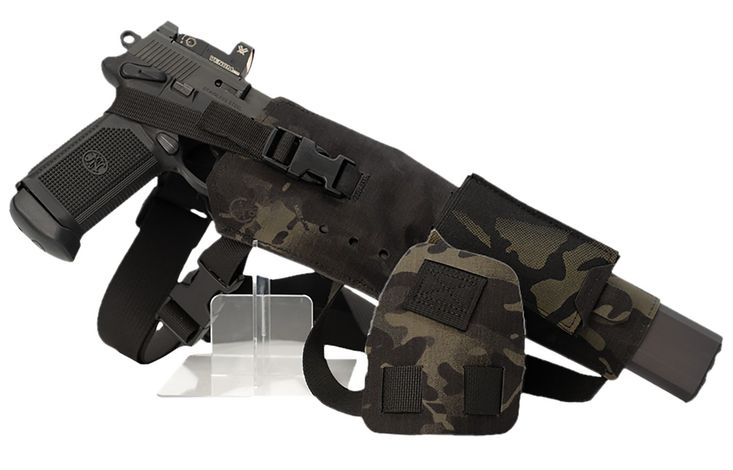 Cole-tac VWX109 Varmint Wrangler XL Pistol Holder Chest MultiCam Black Right Hand - Cole-Tac - MULTICAM BLACK