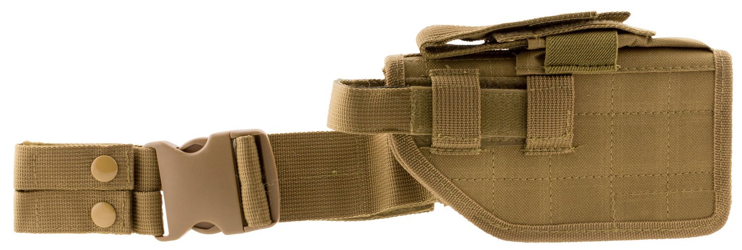 NcStar Universal Drop Leg Holster, Right Hand, Full Size/Compact Semi-Auto, Tan, Adjustable Thumb Snap, PVC Fabric, Stiff Design, CVDLHOL2954-T - NcSTAR - TAN