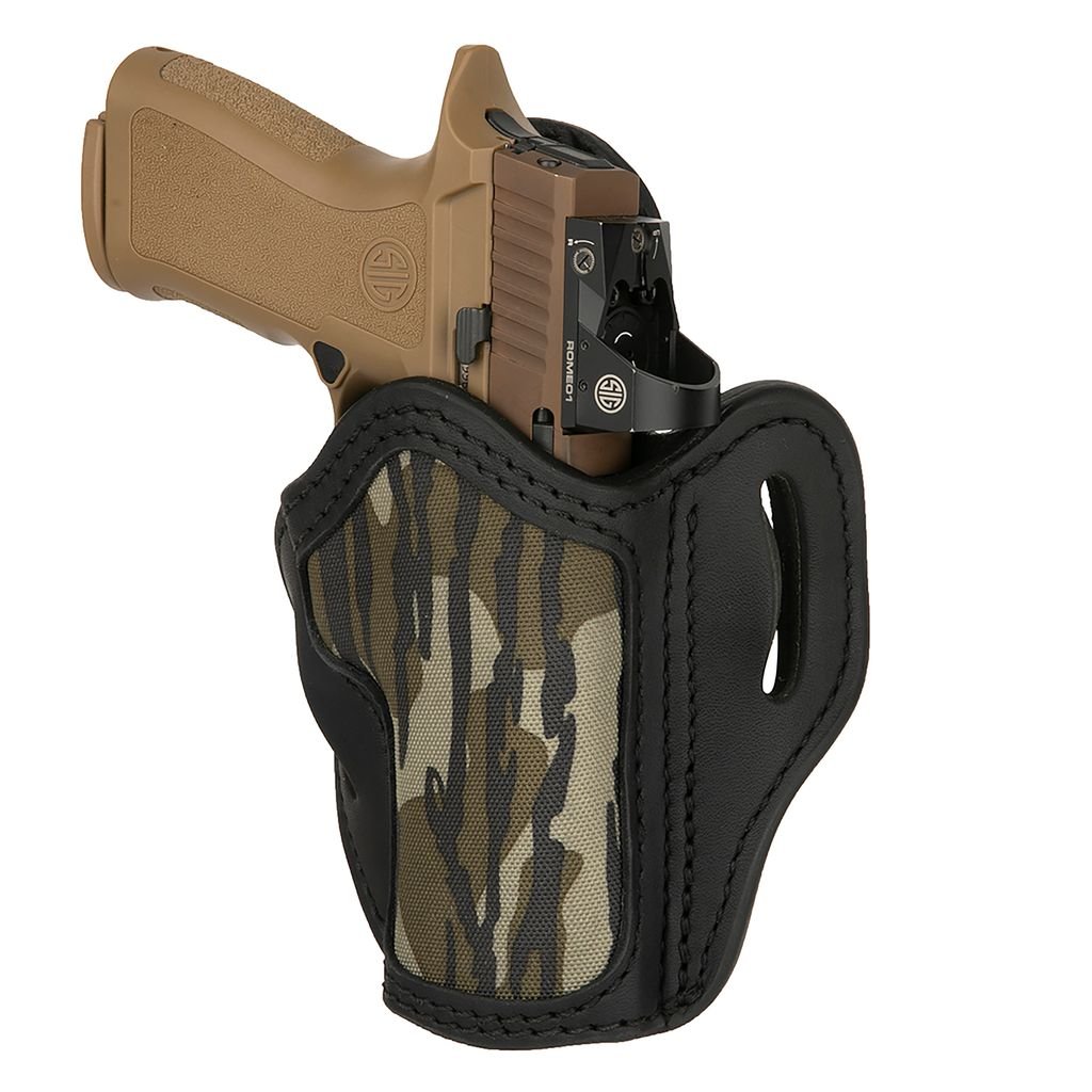 1791 Gunleather MOBH24SBLR BH2.4 Optic Ready OWB 2.4 Mossy Oak/Stealth Black Leather Belt Loop Fits Walther PPQ/Sig P320/Springfield XD-M