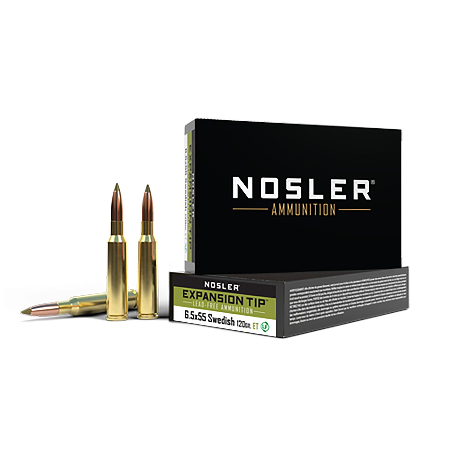 Nosler 40015 6.5x55 Swedish 120gr E-Tip Lead-Free Ammo 20 Rounds