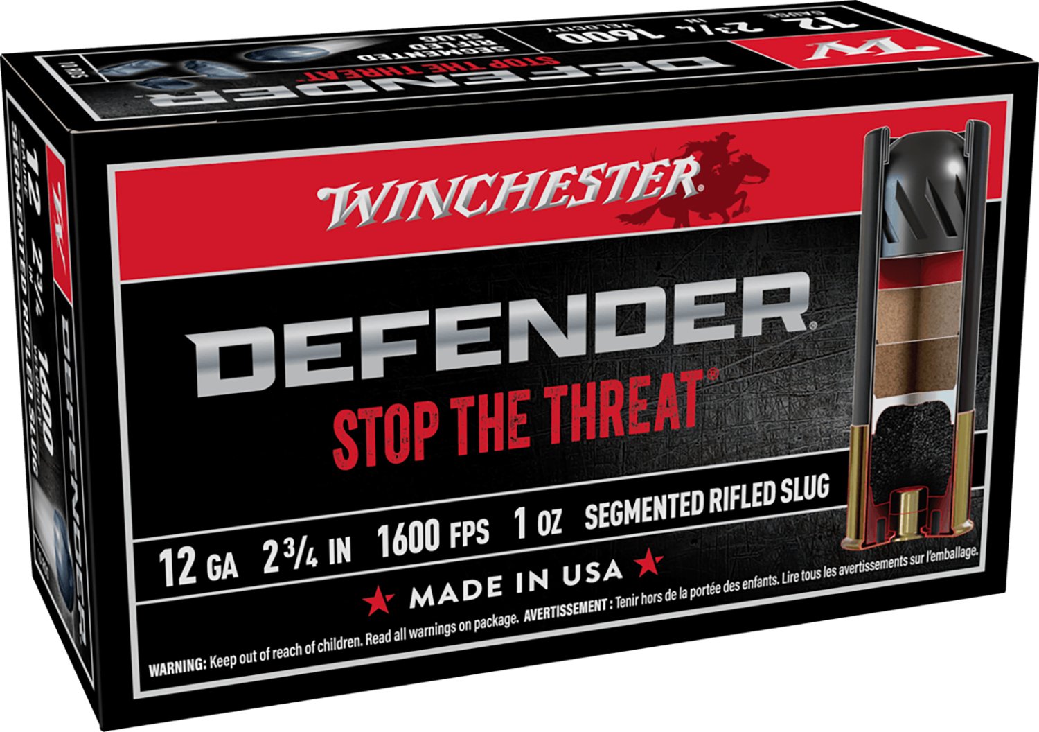 Winchester Ammo S12PDX1S PDX1 Defender 12 Gauge 2.75" 1 oz 1600 fps Rifled Slug Shot 10 Bx/10 Cs - Winchester - 12 Gauge