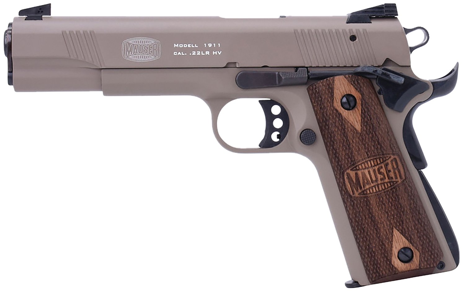 Mauser Modell 1911 .22LR Handgun: Lightweight 2.15lb, 8.58in Length, 10-Round Capacity, 5in Barrel, Adjustable Sights, Ambidextrous Safety, Walnut Grip