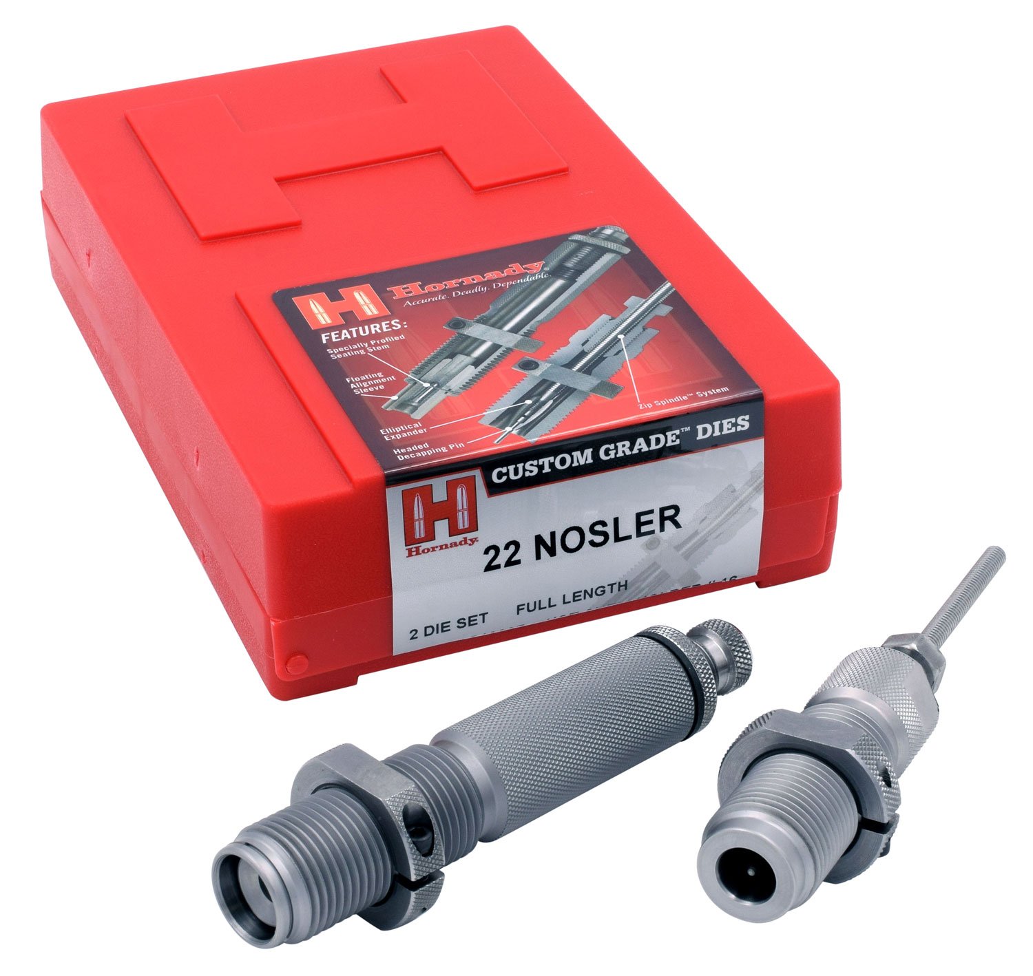 Hornady 546207 22 Nosler 2 Die Set Natural Finish 7/8-14 Action Type - Horn Hunter - 22 NOSLER