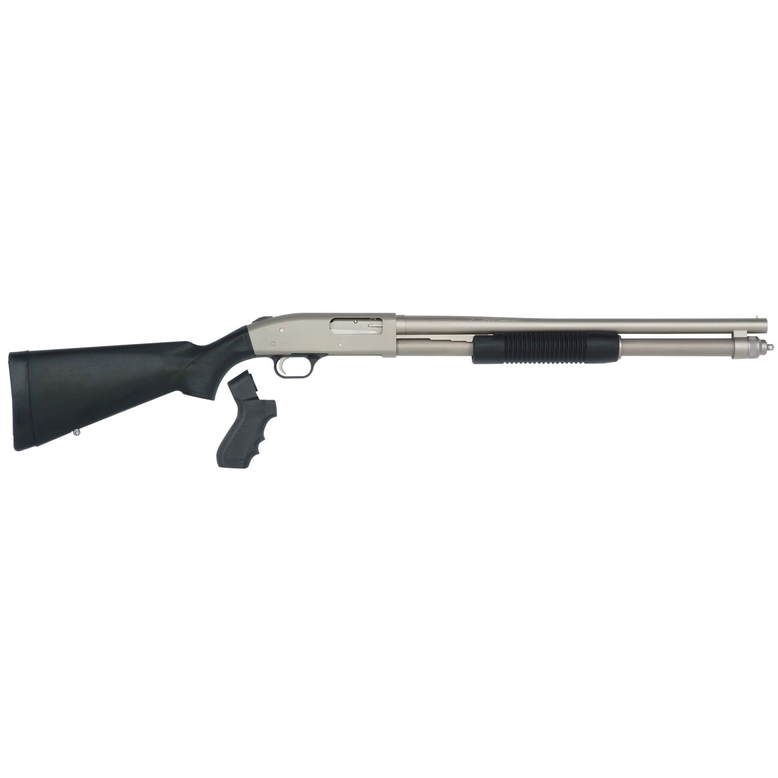 Mossberg 50299 590 Mariner 12 Gauge 8+1 3" 20" Cylinder Bore Barrel, Silver Marinecote Barrel/Receiver, Synthetic Stock, Pistol Grip Conversion Kit