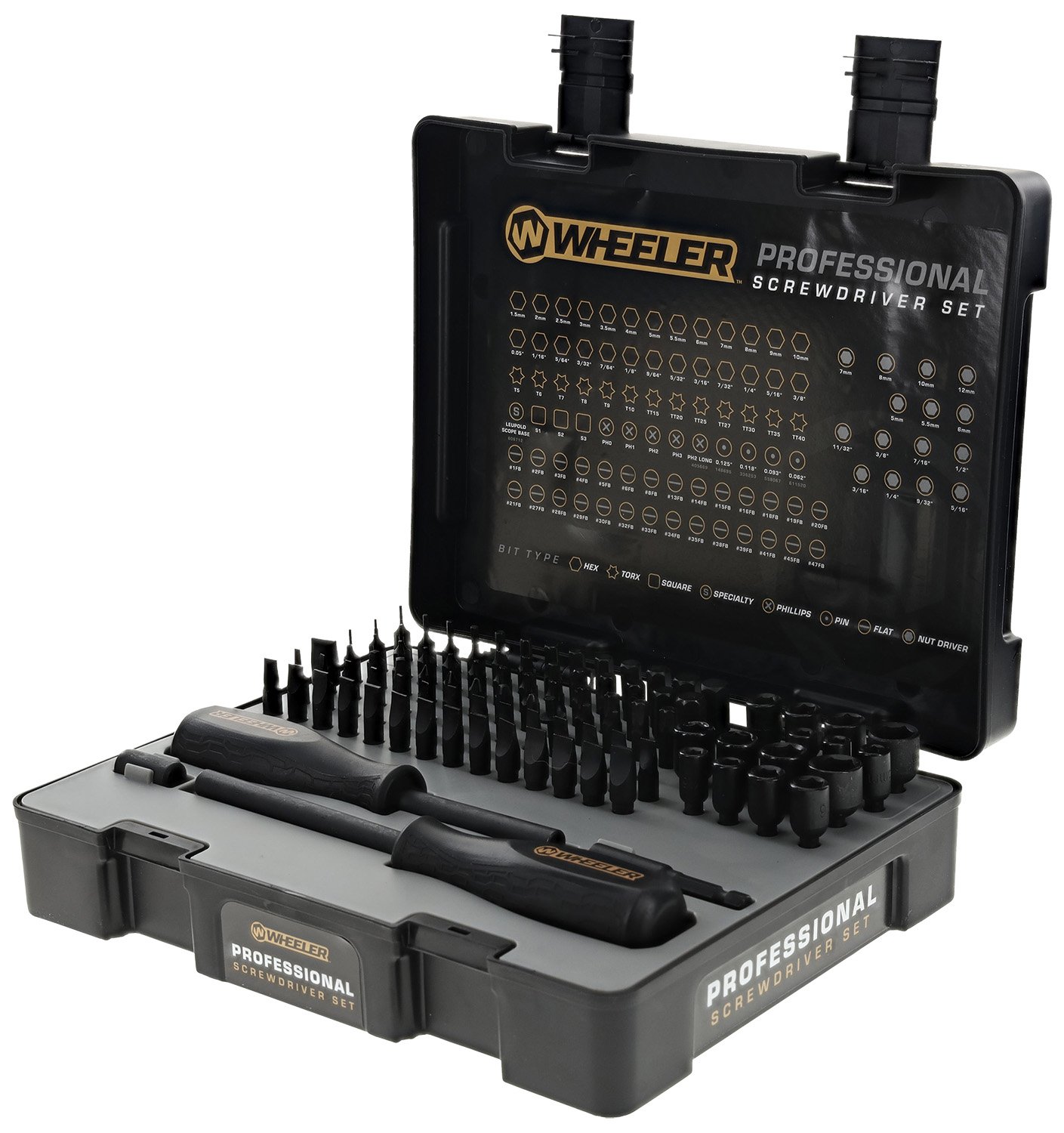 Wheeler 4001003 Screwdriver Set 100 Pieces Black Rubber Handles