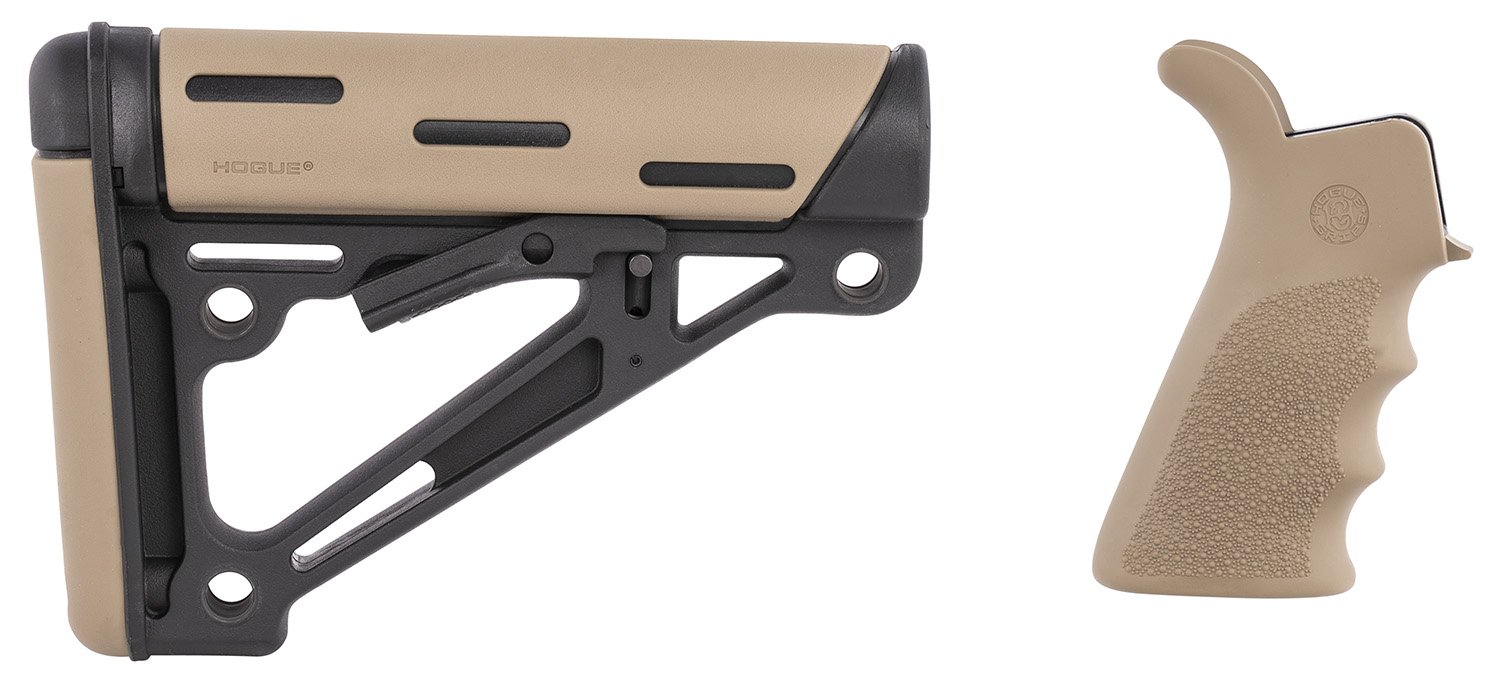 Hogue 15355 OverMolded AR-15 Collapsible Buttstock FDE Rubber Grip - Hogue