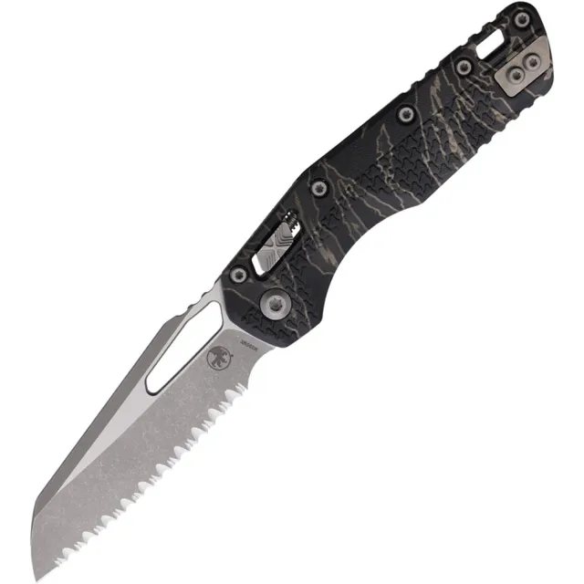 Microtech MSI 3.88 In Wharncliffe Full Serrated Apocalyptic Camo