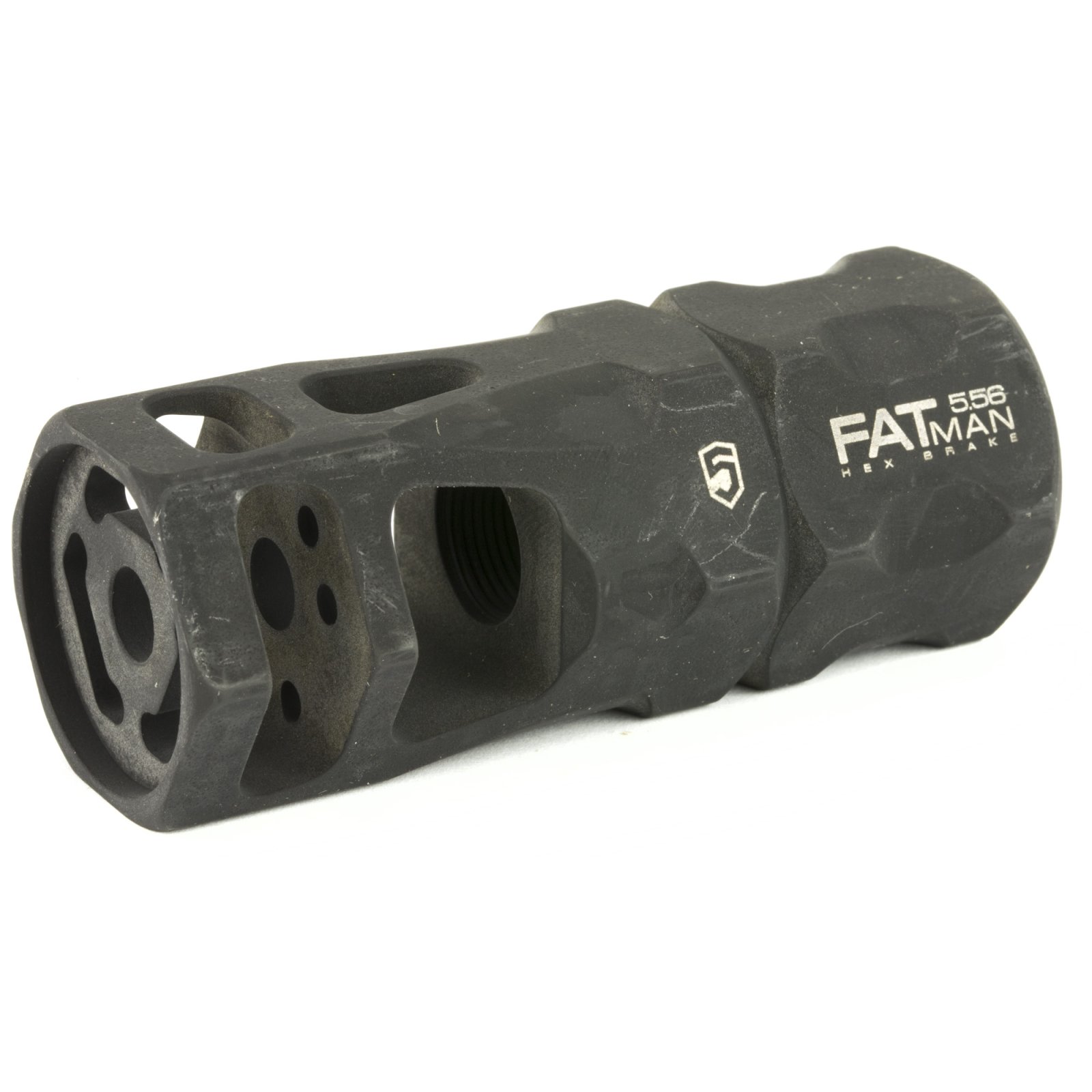 Phase 5 FATman556 Hex Brake Black Steel 1/2"-28 TPI 3" AR Muzzle Brake