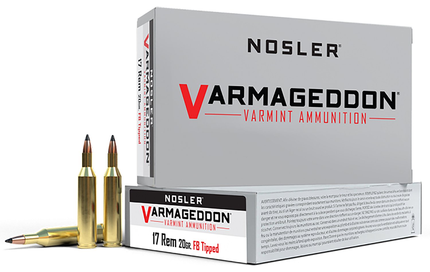 Nosler 65105 Varmageddon Varmint 17 Rem 20 gr Flat Base Tipped (FBT) 20 Per Box/ 20 Cs - Nosler - FLAT BASE TIPPED
