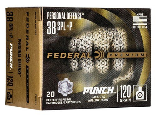 Federal PD38P1 Punch 38 Special +P 120gr JHP 4in Nickel-Plated Brass 20 Rds - Federal Premium Ammunition - 38 Special +P