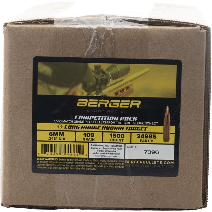 BERGER BULLETS 6MM 109GR LONG RANGE HYBRID TARGET 1500/BOX
