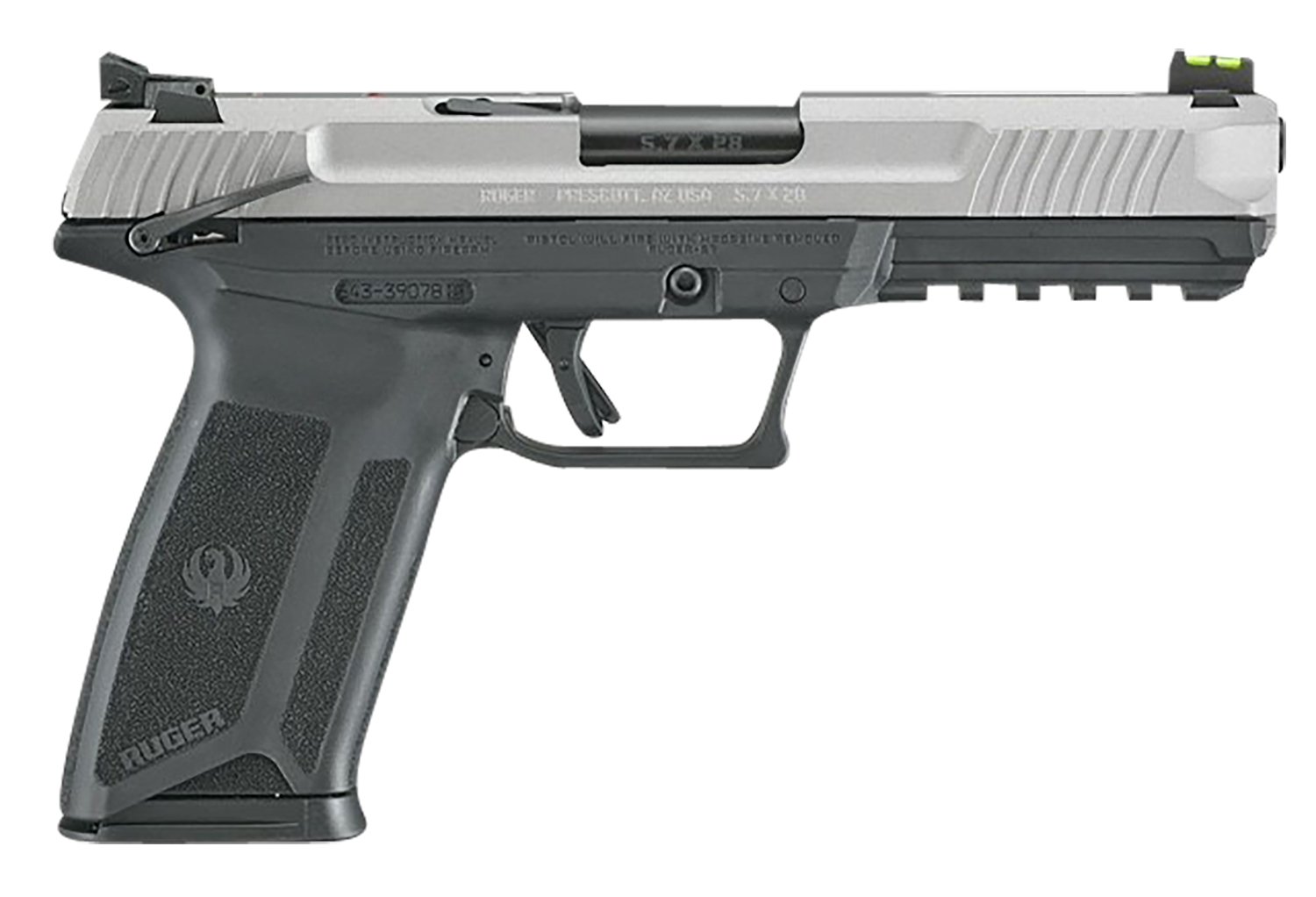 Ruger 13408 Ruger-57 5.7X28mm 4.94" 20+1 Savage Silver Cerakote Steel 16408 - Ruger - 5.7X28MM