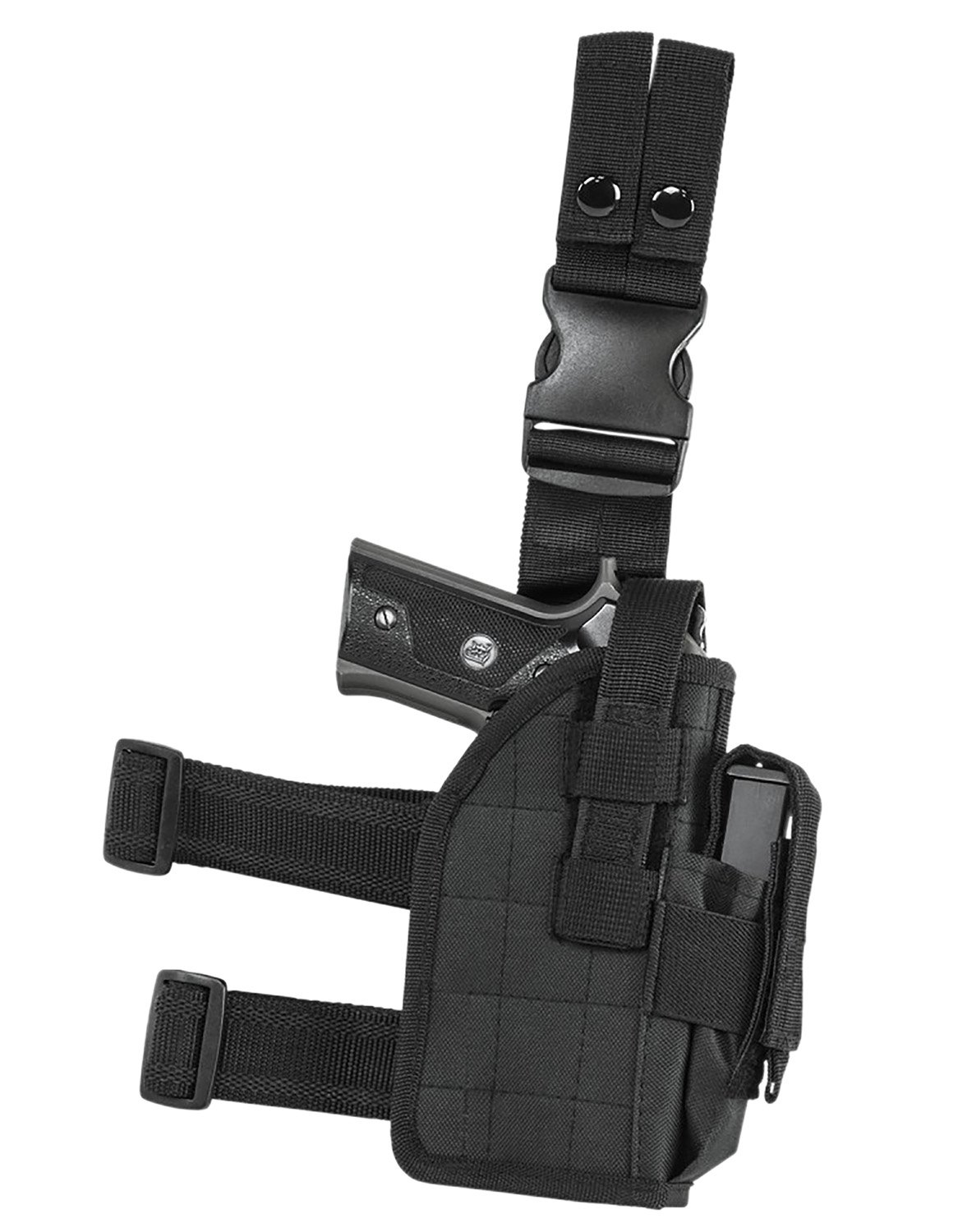 NcStar CVDLHOL2954B Drop Leg Holster Right Hand Black PVC Fits Semi-Auto - NcSTAR - BLACK