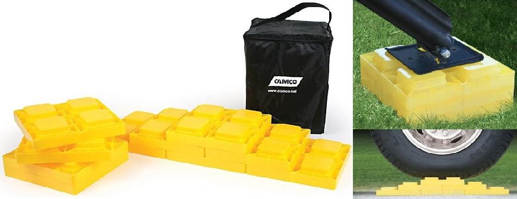 CAMCO 44505 RV Leveling Blocks 10pc Interlocking w/ Storage Bag