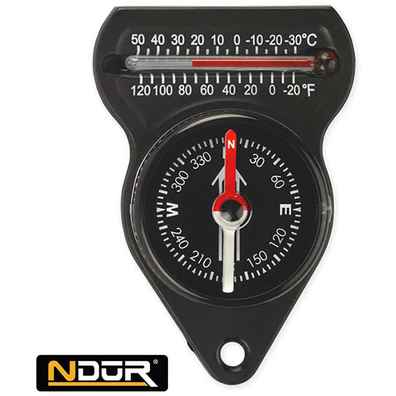 Mini Compass with Thermometer Black Outdoor Navigation Accessory - Mini